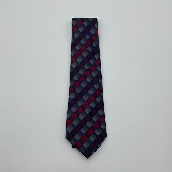 Blue and red 100% silk Kent & Cole necktie - Picture 1 of 6